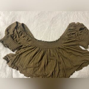 Urban Outfitters Olive Green off the shoulder top